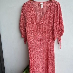 H&M long dress red and white.